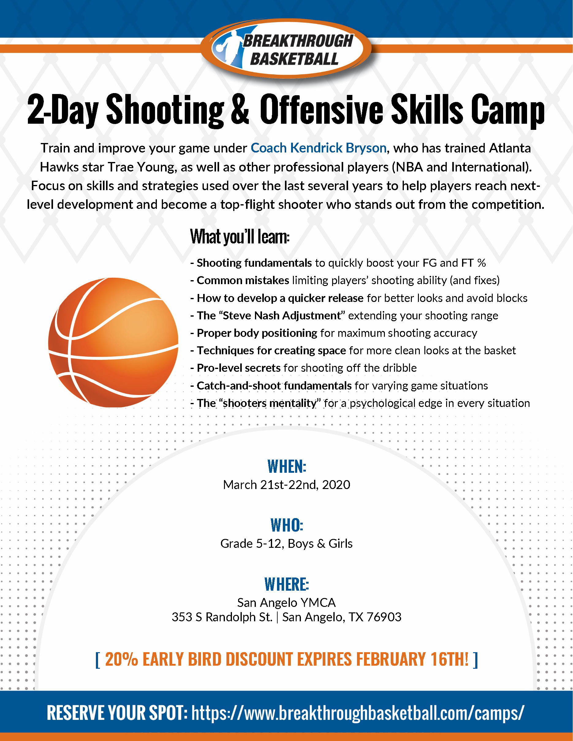 Breakthrough Basketball Shooting Camp Ymca San Angelo