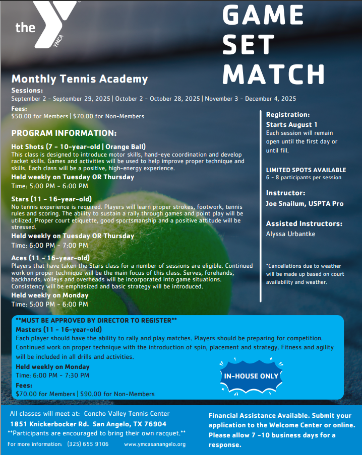 Fall Tennis Information